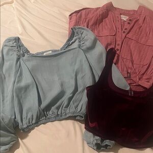 Crop Tops Bundle - Light Blue, Pink, and Burgundy
